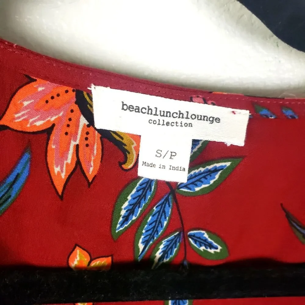 Women's Beach Lunch Lounge Boho Floral Embroidered Pop Over Top Size small - Picture 6 of 11